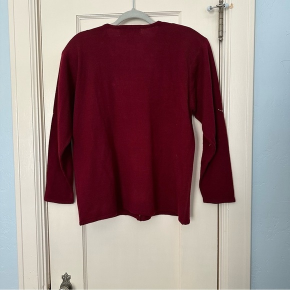 Victoria Harbour Vtg Cardigan Burgundy Beaded Cottagecore Granny Embroidery Sz M - Picture 4 of 12